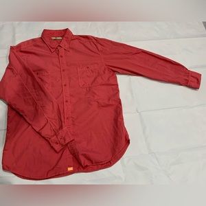 90s Tommy‎ Bahama Salmon Pink Button Up Dress Shirt 100% Cotton Sz L